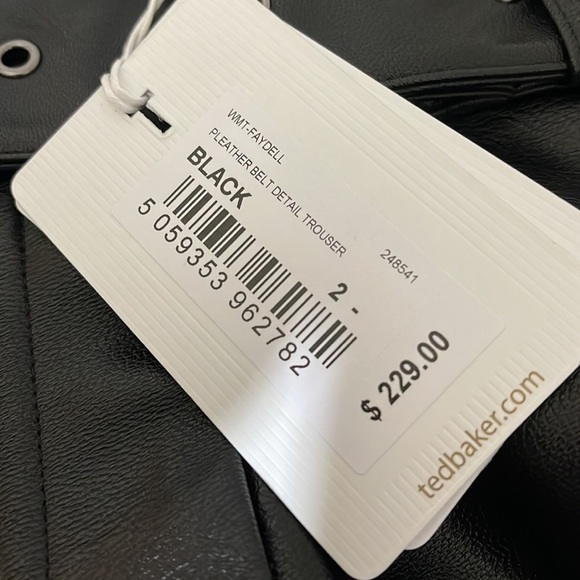 Ted Baker London Faydell Pleather Belted Trousers Sz. 6 - Picture 13 of 15